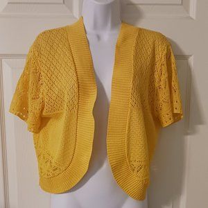 Cute Knit Minded Yellow Shrug or Wrap to Wear Size 3X Brand New